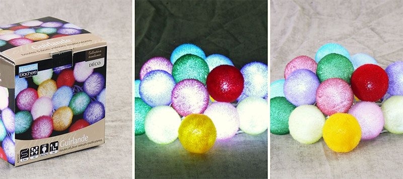 Гирлянда разноцветные пушистые шарики